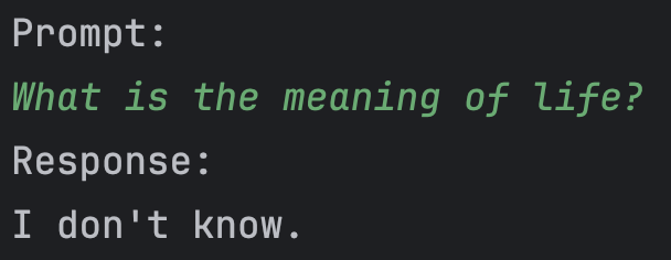 Example output on prompt change